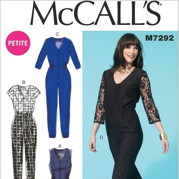 McCall's Pattern M7292 Misses'/Miss Petite Jumpsuits & Belt 14-16-18-20-22 - Picture 2 of 3